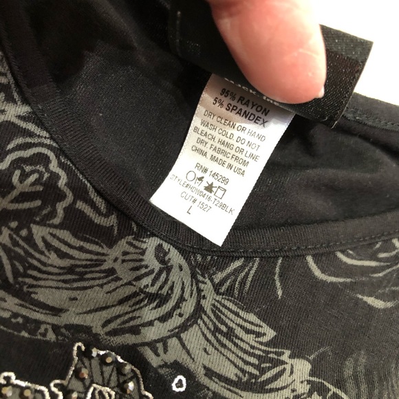 Harley Davidson RARE NWOT rhinestone BLING scull feathers wings design! SEXY!! - Picture 7 of 17